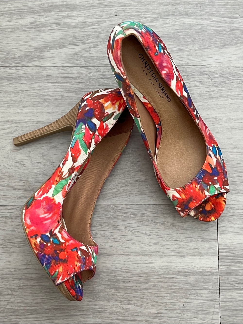 Christian Siriano for Payless Floral Peep Toe Stiletto Heels Size 8.5